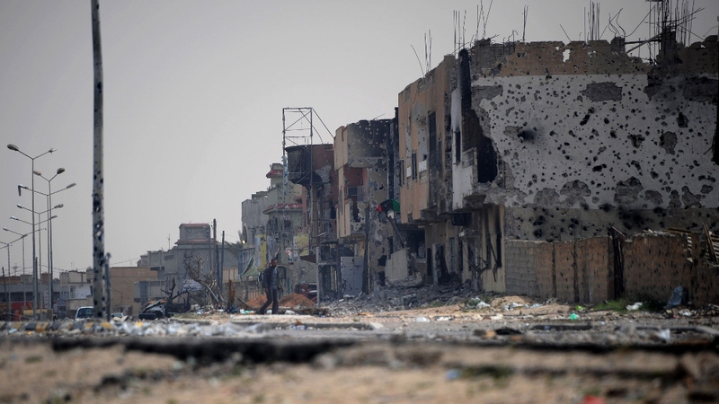Misrata - City has been badly damaged in battle between Gaddafi forces and rebels