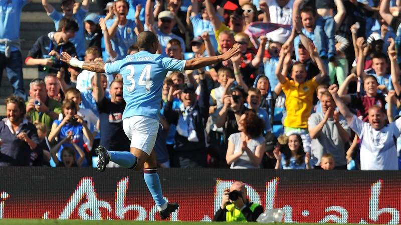 Nigel de Jong - celebrates scoring Man City's opening goal in their 2-1 defeat of West Ham
