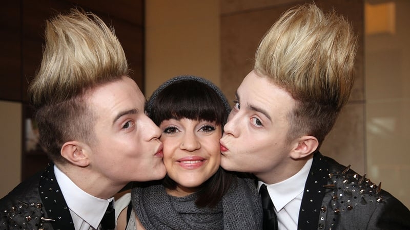Jedward meet the singer of the Austrian song, Nadine Beiler