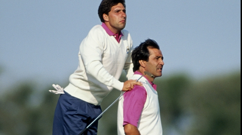 Jose Maria Olazabal and compatriot Seve Ballesteros pictured at the 1991 Ryder Cup