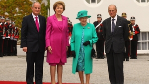 President Mary McAleese and her husband Martin welcomed the royal couple to Aras an Uachtaráin