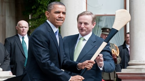 Dublin - A Mayoman shows a Hawaiian how to hold a hurley