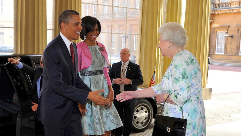 Barack Obama - Greeted at Buckingham Palace by Queen Elizabeth II