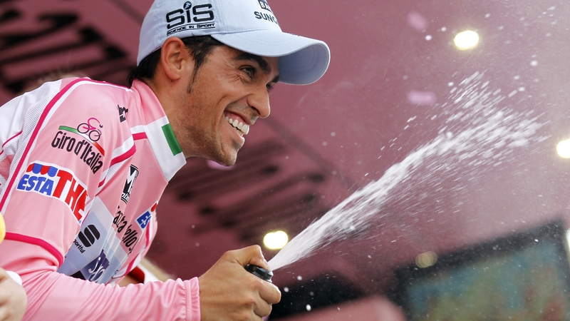 Alberto Contador - Celebrates his Giro d'Italia victory