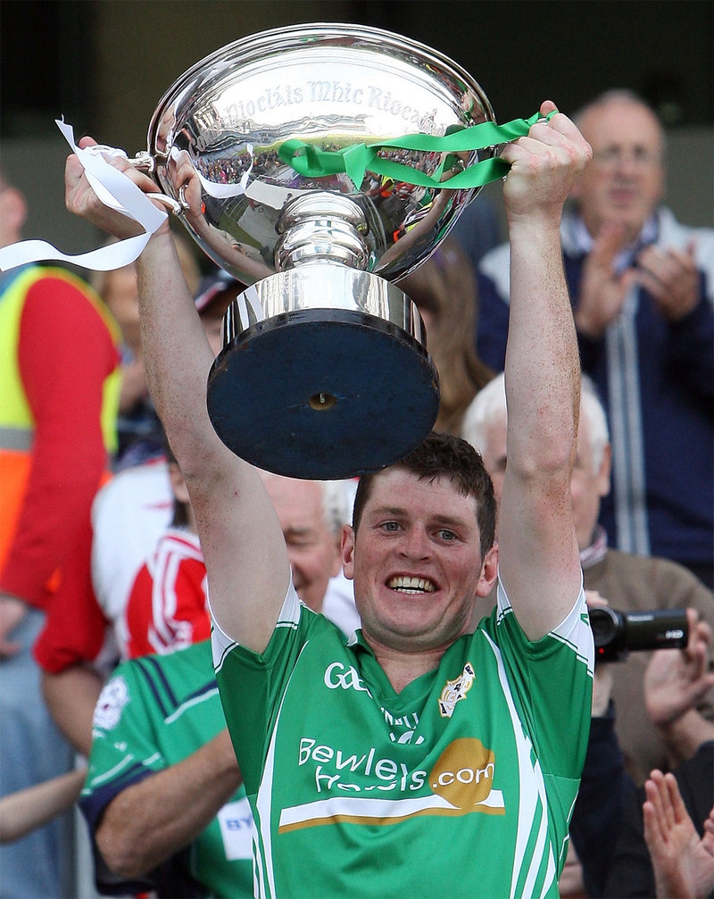 London captain Niall Forde lifts the Nicky Rackard Cup in 2011