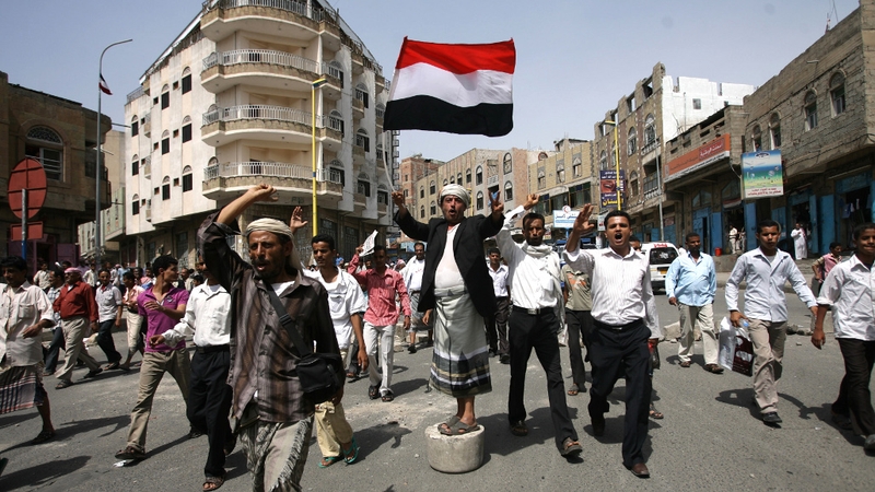 Yemen - Thousands celebrated Saleh's departure to Saudi Arabia