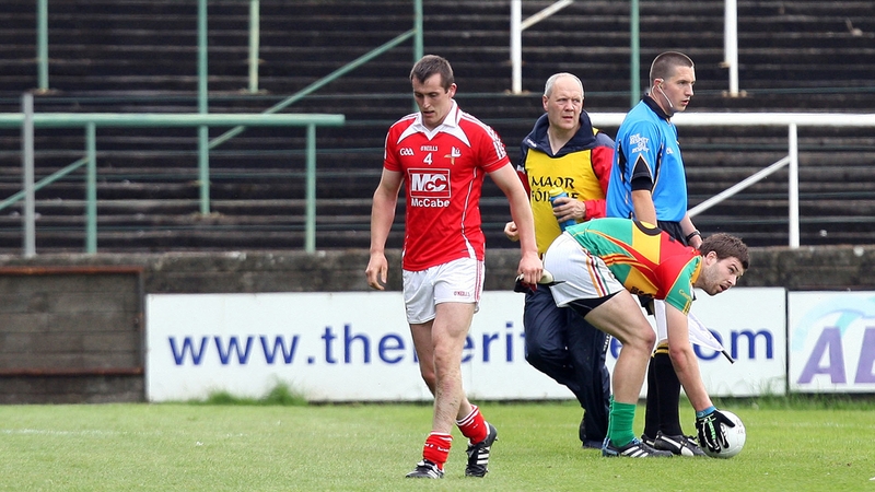 Louth's Dessie Finnegan was dismissed after picking up two yellow cards