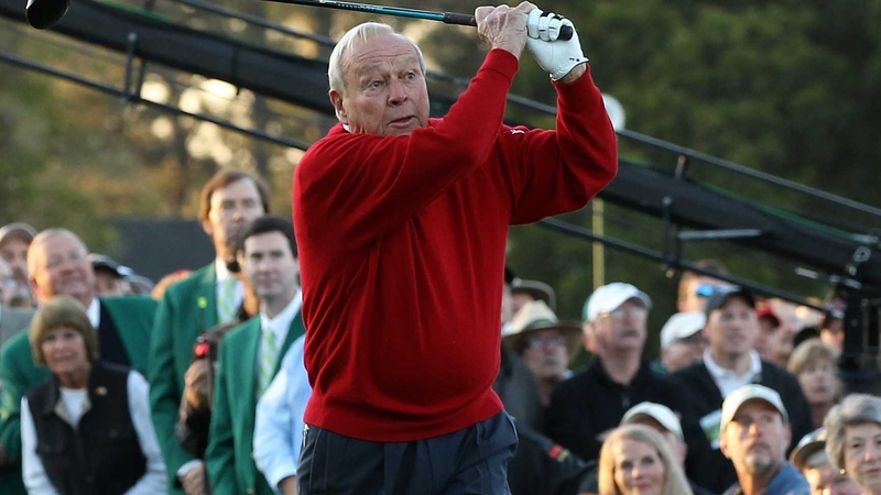 Arnold Palmer driving off the first tee at the 2011 Masters