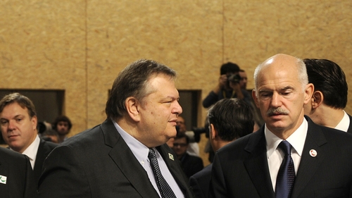 Greece's Prime Minister with the country's finance minister.