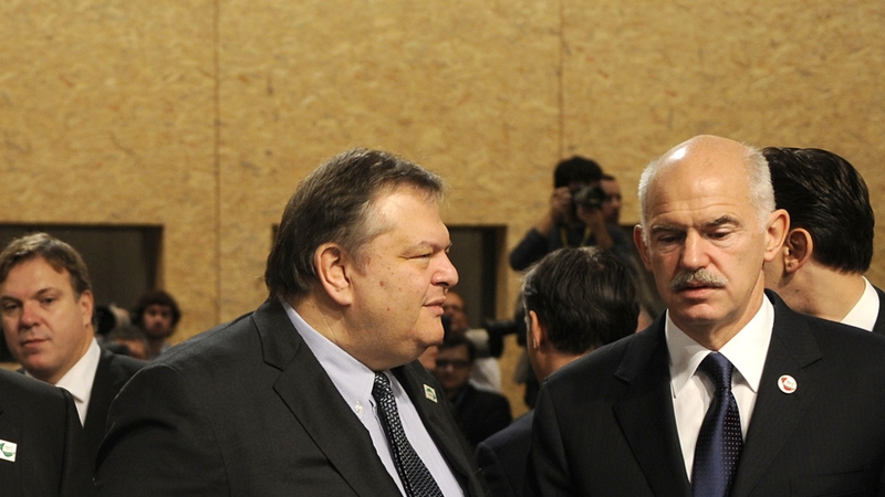 Greece's Prime Minister with the country's finance minister.
