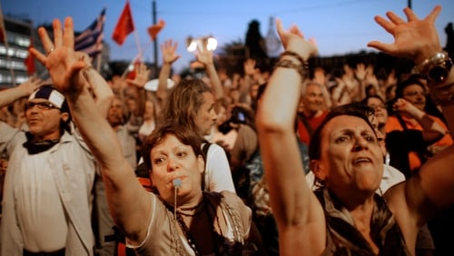 Greece - Protests in front of parliament last night