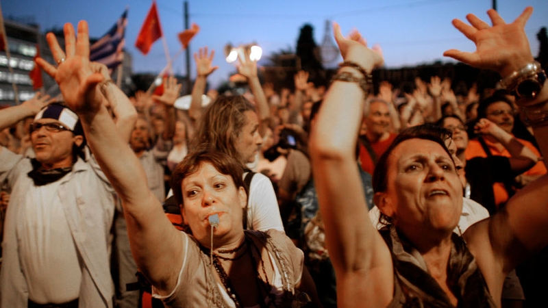 Greece - Protests in front of parliament last night