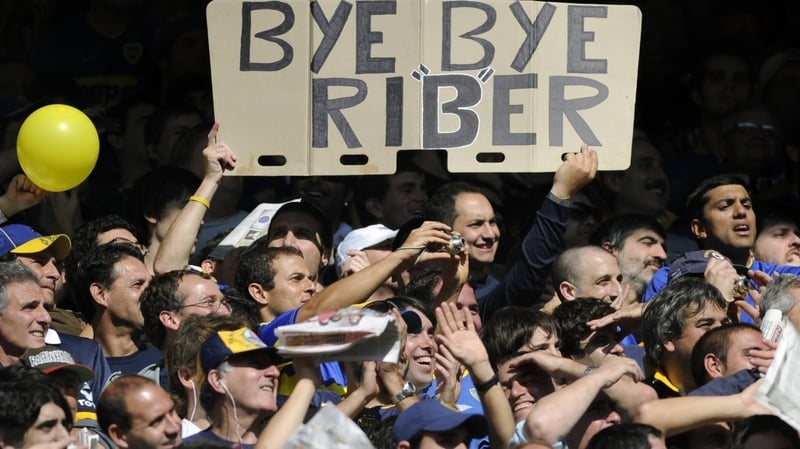 Relegation - Boca Juniors fans taunt arch rivals, River Plate at a recent Buenos Aires derby