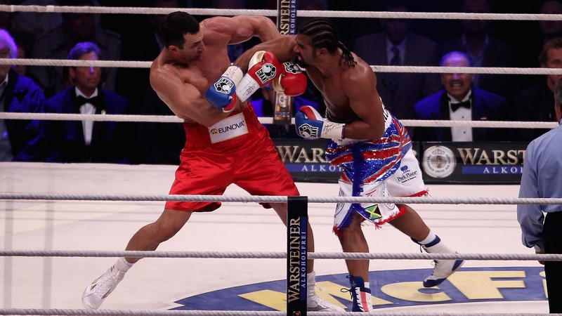 Klitschko v Haye - On one of the rare occasions Haye got inside the Ukrainian's jab