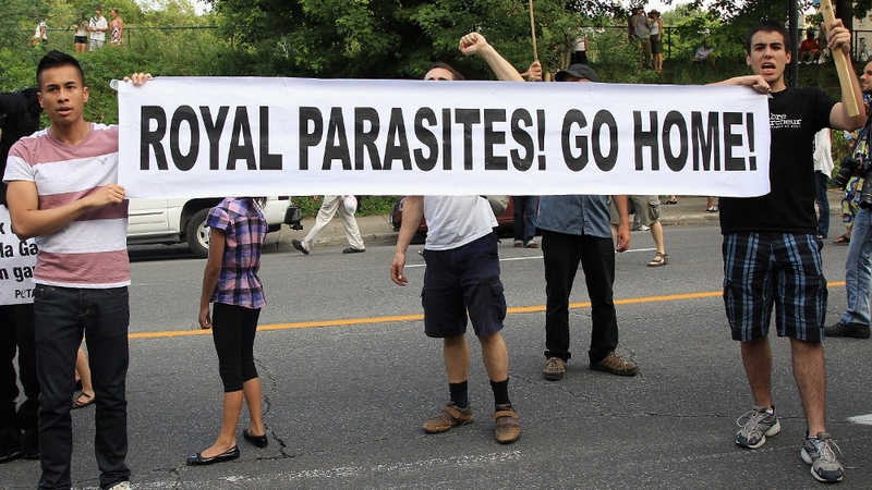 Canada - Protests at visit of Britain's Prince William and Catherine