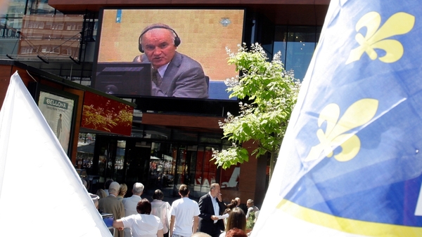 Sarajevo - People gather to watch a live broadcast of the hearing