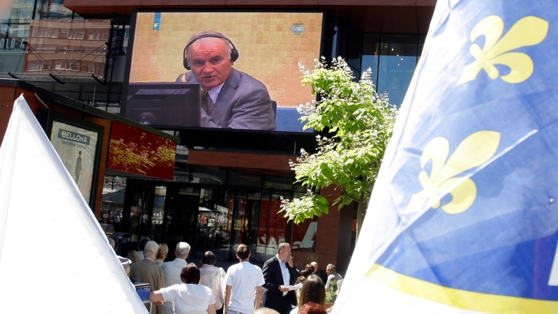 Sarajevo - People gather to watch a live broadcast of the hearing