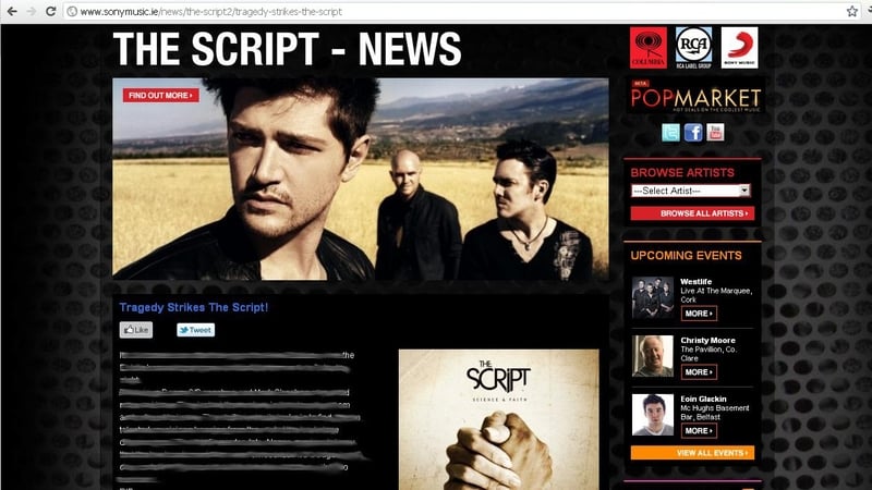 Sony Music Ireland - Three fake stories posted