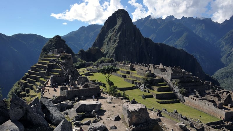Machu Picchu located high on an Andean mountain range in southeastern Peru