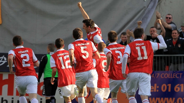 Ian Daly celebrates the third goal of his St Patrick's Athletic career
