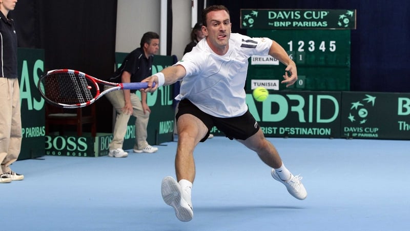 Conor Niland in Davis Cup action for Ireland