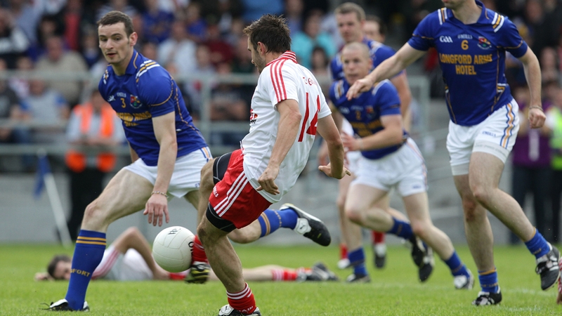 Mark Donnelly scores the only goal of the game at Pearse Stadium