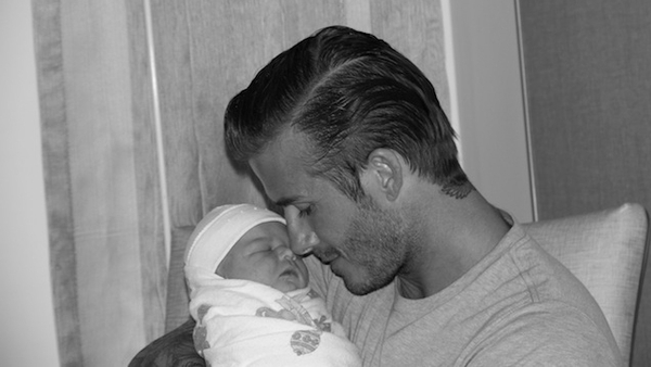 David Beckham with baby Harper