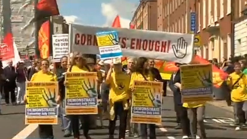 Dublin - Protesters oppose austerity measures