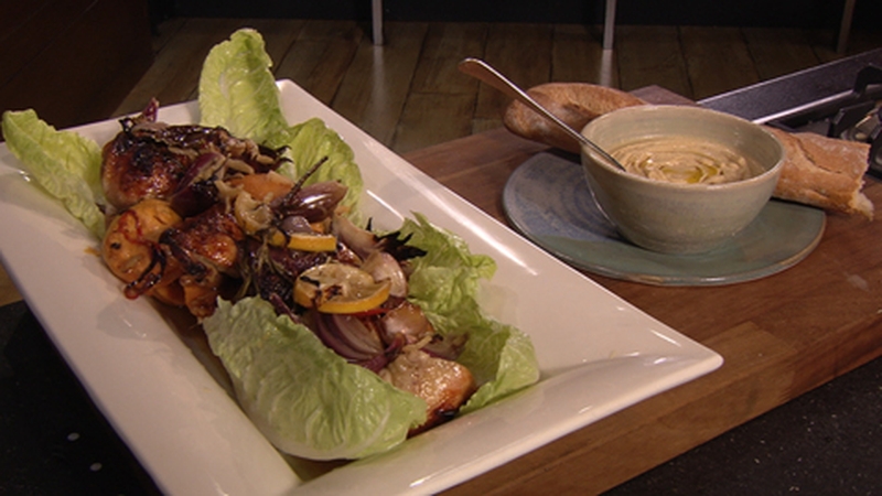 With a Lemon Hummus Cream. A healthy and appetising recipe.