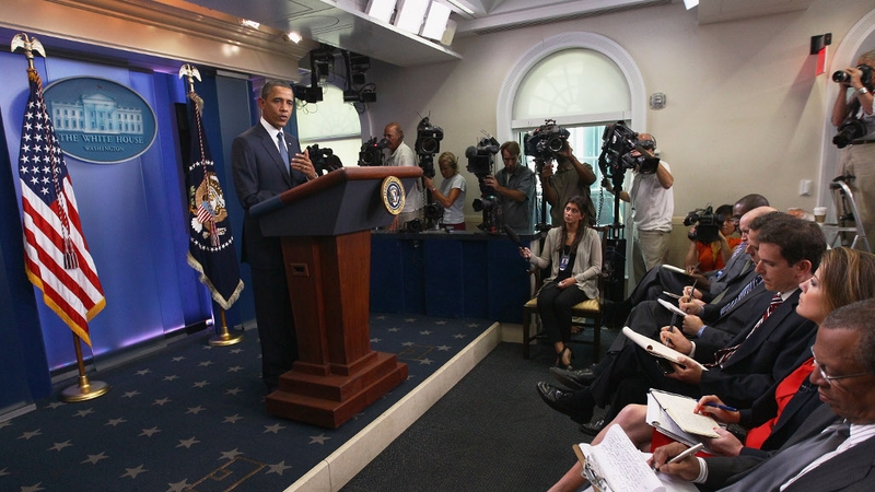 Barack Obama - Talking to press today
