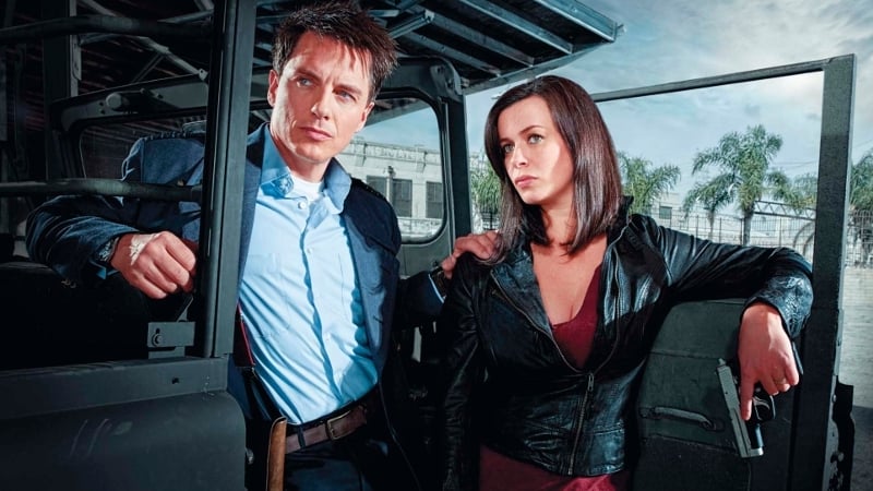 Eve Myles in Torchwood with co-star John Barrowman