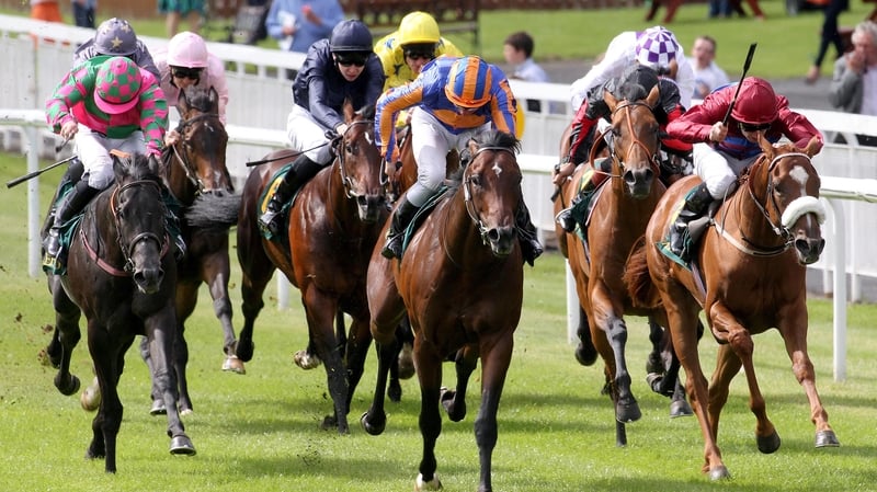 Curragh victory - Declan McDonogh on La Collina (right) lands the Phoenix Stakes ahead of Seamie Heffernan on Power (centre) and Tough as Nails (left) with Gary Caroll on board