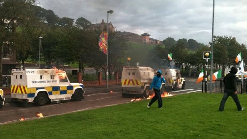 Derry - Petrol bombs hurled at police - (Pic: @MarcMallett_UTV)