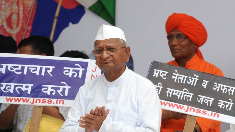 Anna Hazare - Has begun a 15-day public hunger strike