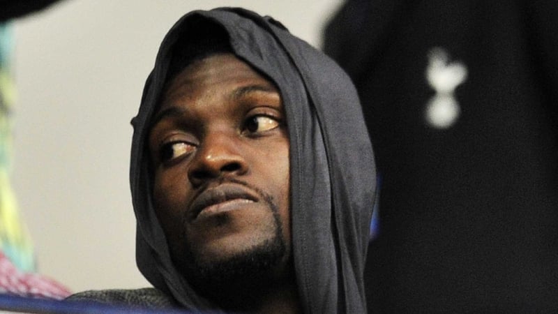 New Spurs signing Emmanuel Adebayor watched his team reach the Europa League from the stands