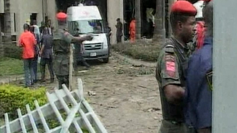 Car was rammed into building before explosion