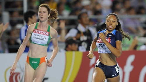 Joanne Cuddihy produced a season's best time when finishing third in her opening round heat of the 400m in Daegu