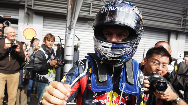 Vettel - Celebrates after his success at Spa