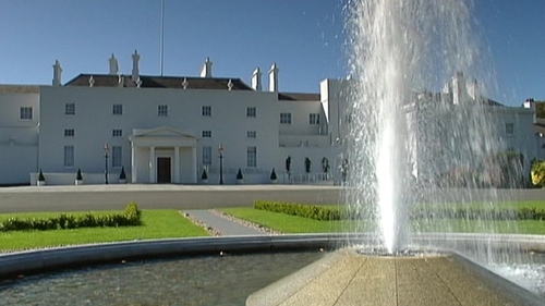 After a quick stop in he Dáil chamber, the Taoiseach headed for the Áras to dissolve the Dáil
