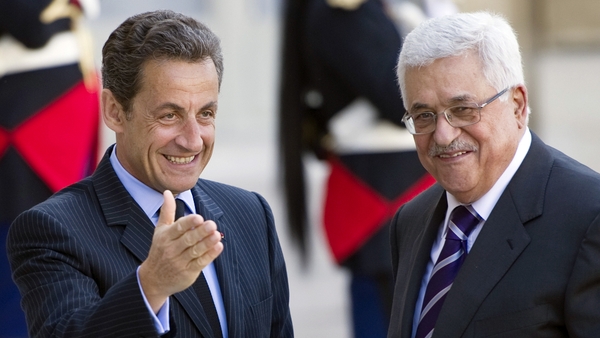 Nicolas Sarkozy meeting Palestinian leader Mahmud Abbas in April