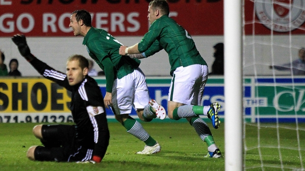 Rhys Murphy - Celebrates scoring his sides second goal with Mark Connolly