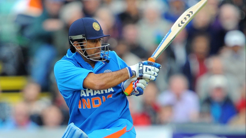 Mahendra Singh Dhoni in action before play was rained off in Chester-le-Street