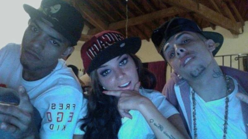 Tulisa with her bandmates Fazer and Dappy