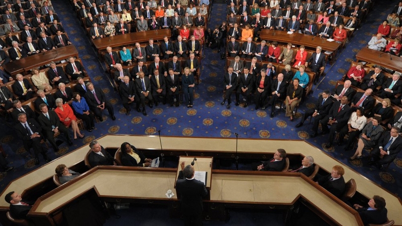 Barack Obama addresses a joint session of Congress