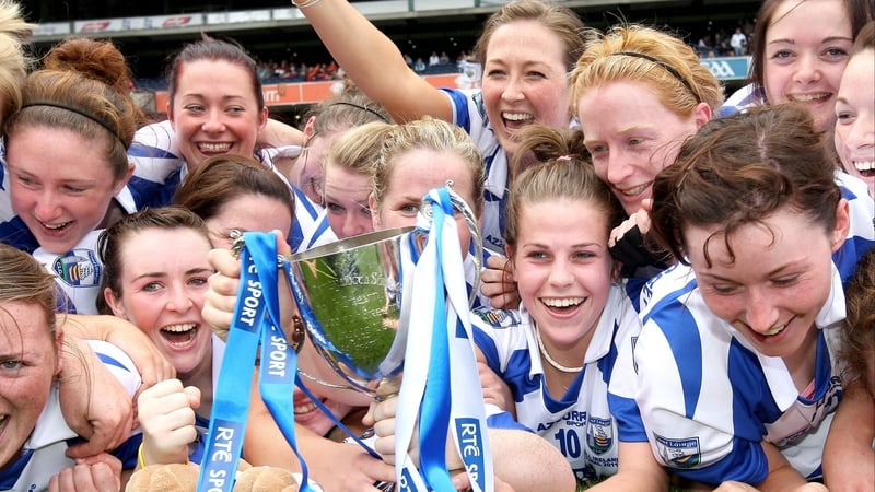 Waterford celebrate with the cup after the match