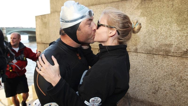 David Walliams embraces his wife Lara Stone