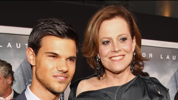 Taylor Lautner with Abduction co-star Sigourney Weaver