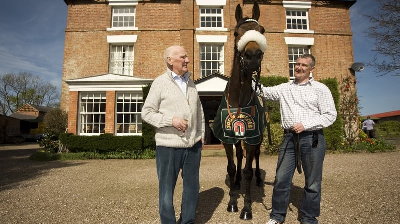 Ginger McCain - Pictured with his son Donald the day after Ballabriggs won the 2011 Aintree Grand National
