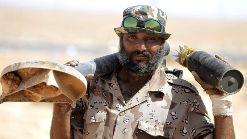 A NTC fighter near the front line of the battle for Bani Walid