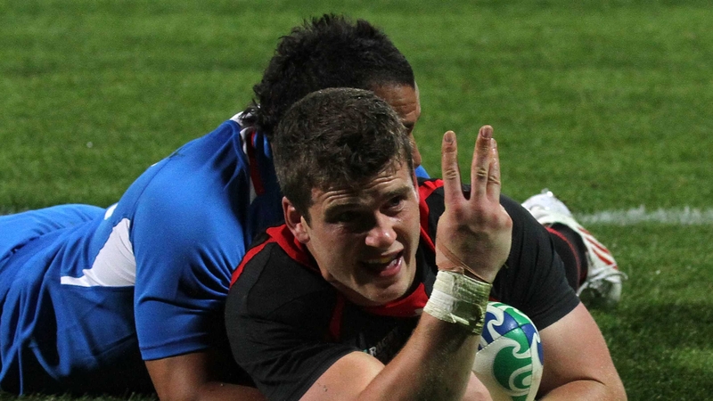 Scott Williams celebrates his hat-trick at Stadium Taranaki